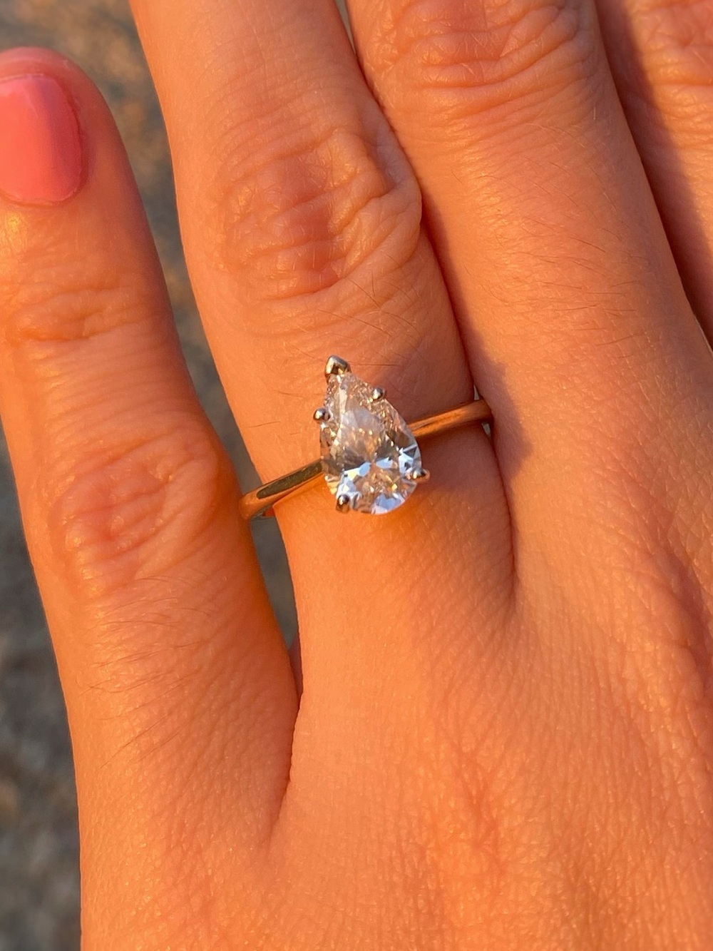 1.57 CT Pear Lab Grown Diamond Engagement Ring 14K Gold IGI F VS1 Size 7.5